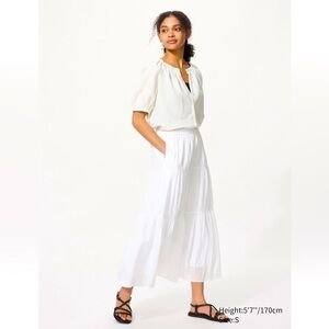 Uniqlo tiered white maxi skirt